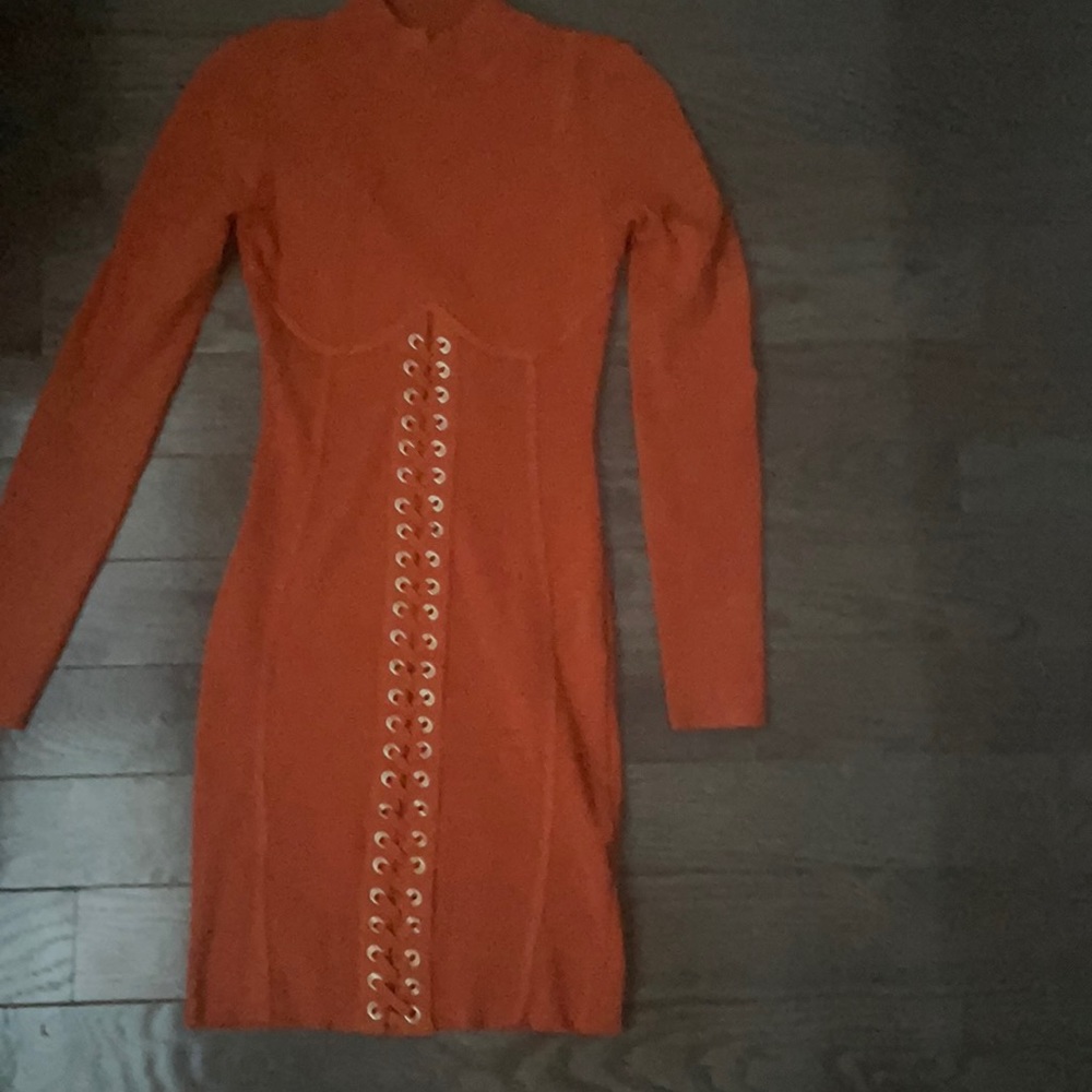 Orange fashion nova fitted dress